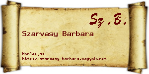 Szarvasy Barbara névjegykártya